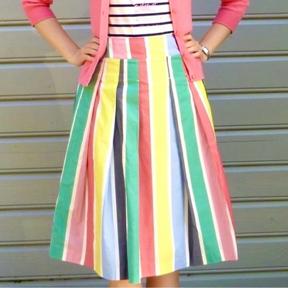 BODEN rainbow Striped A line Women's Skirt sz 8